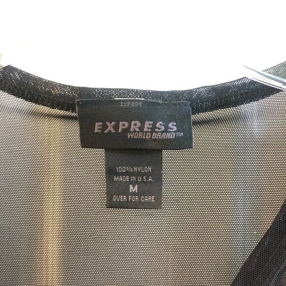 Vintage Express Sheer Floral black Embroidered Overlay Top M Y2K - Picture 3 of 9